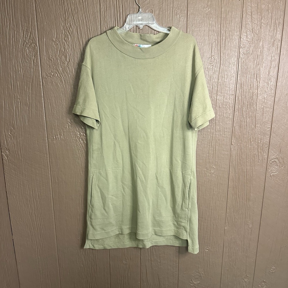 Free People Beach Cowl Neck 100% Cotton Dress‎ Pockets Natural Fibers SS Knit
